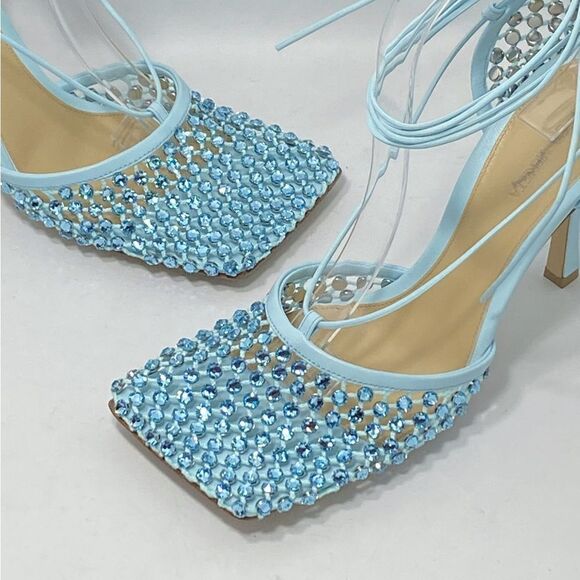 Bottega Veneta Stretch Embellished Ankle Strap High Heel Pumps size 41 - Picture 8 of 16